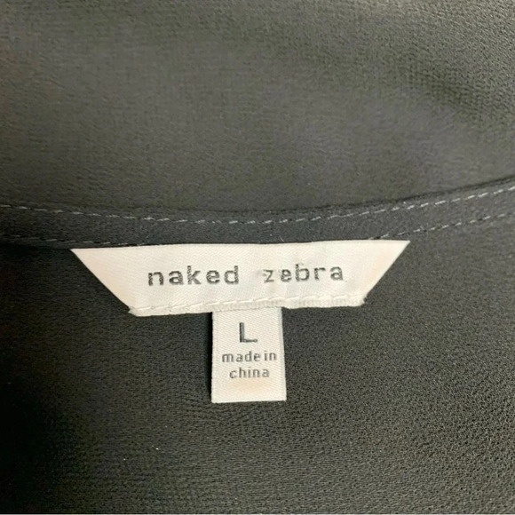 Naked Zebra black/gold semi sheer top size large zippered front - Picture 7 of 9